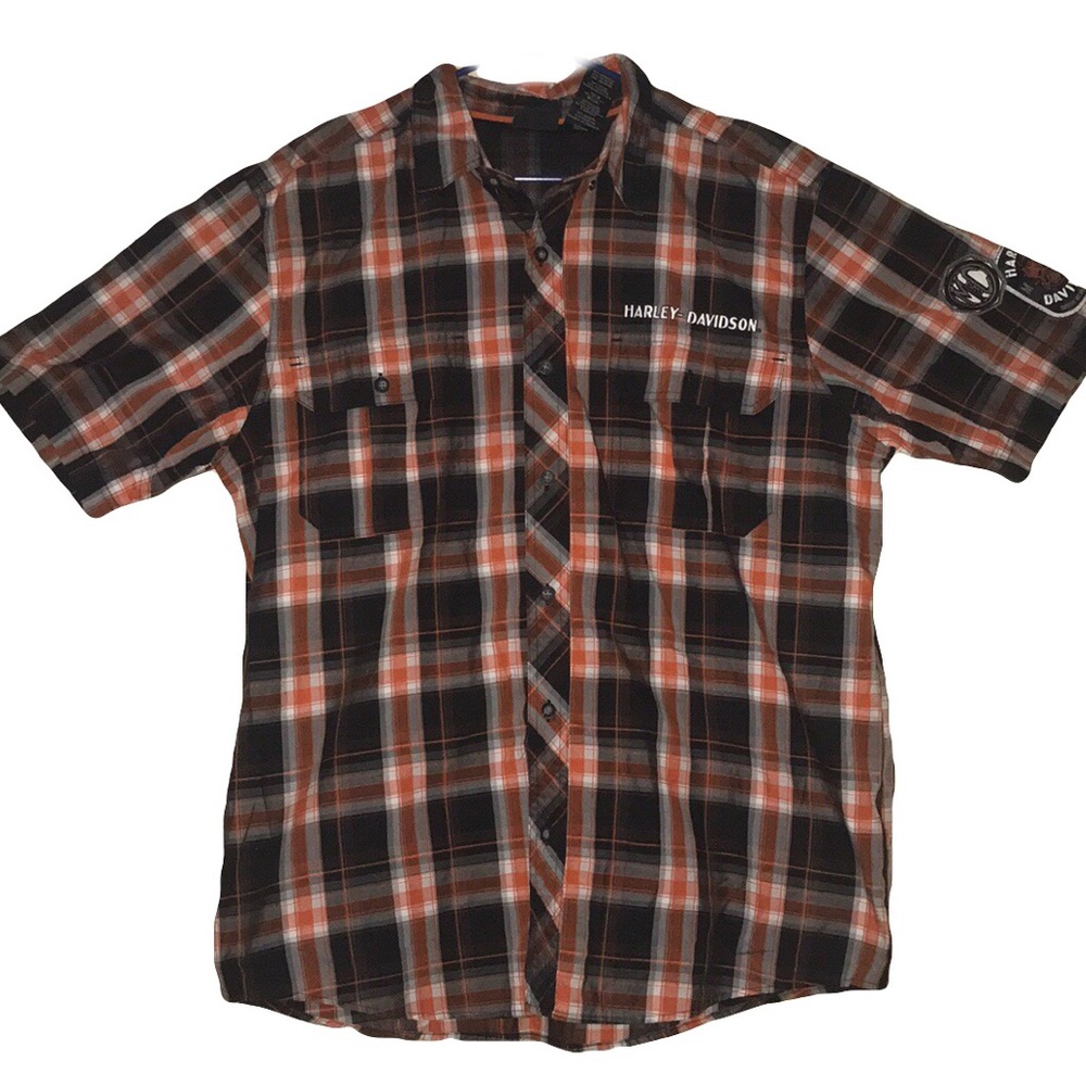 Harley-Davidson men’s XL orange black button down